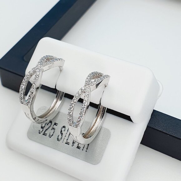 "925 Sterling Silver Cubic Zirconia Earrings, UU1P6A6143 - Picture 6 of 11